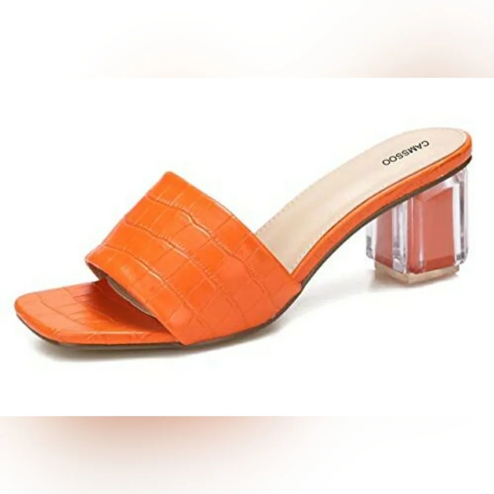 CAMSSOO BLOCK HEEL ORANGE SANDAL 👡 - Picture 1 of 6